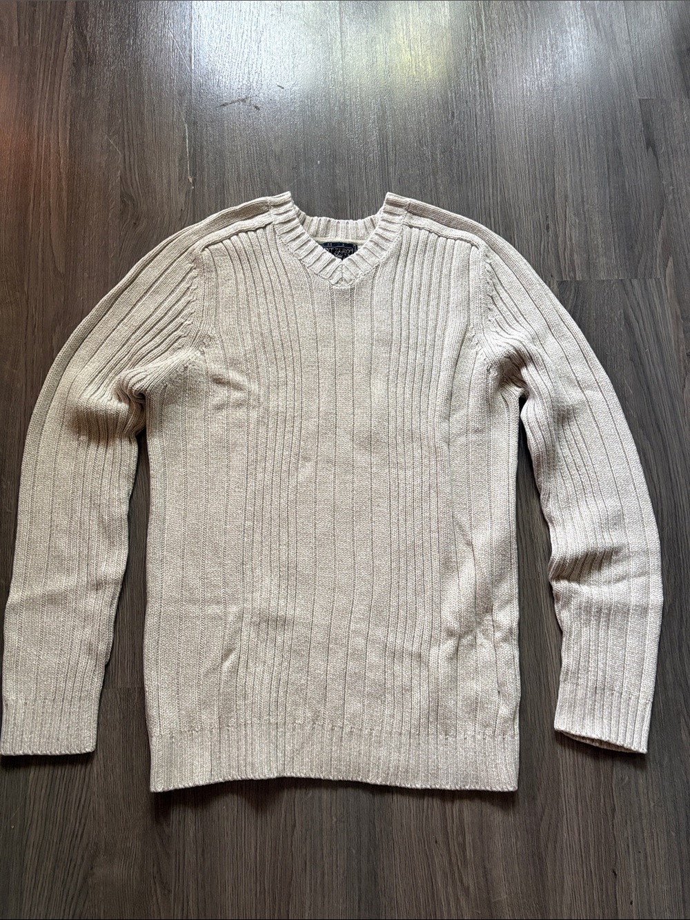 POINT ZERO - Men's Ribbed V-Neck Sweater in Cream